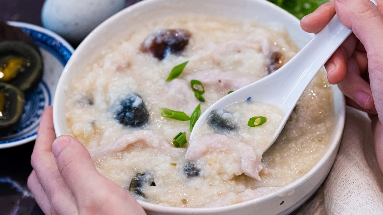 Cantonese Congee with Century Egg and Scallion Oil